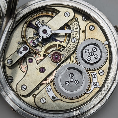 Antique unsigned pocket watch made in France, silver side open face, works well